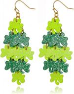 st. patrick's day gold pleated green layered lucky clover earrings - perfect irish jewelry gift for women & girls! logo