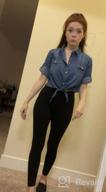 img 1 attached to Stylish And Trendy: AMEBELLE Women'S Tie Front Chambray Crop Top With Roll Up 3/4 Sleeves review by Justin Bradford