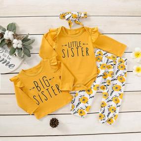 img 3 attached to Cute Floral Matching Sister Outfits For Little And Big Sisters - Aslaylme Bodysuit And T-Shirt Set