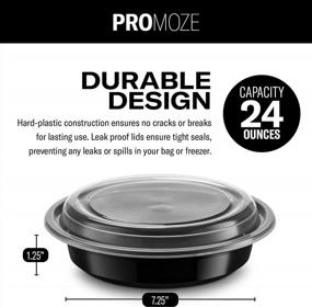 img 2 attached to 50-Pack Of Reusable Meal Prep Containers With Lids - 24 Oz Round Black Plastic Bowls For Microwave, Freezer, And Dishwasher - BPA-Free Food Grade Lunch Boxes