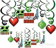 🎉 pixel mine hanging swirl decorations - set of 30 | pixel mine birthday party supplies | pixel mine fan decorations logo