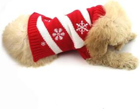 img 2 attached to Festive Holiday Spirit: Red Knit Snowflake Dog Sweater - Tangpan Pet Apparel