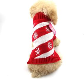 img 4 attached to Festive Holiday Spirit: Red Knit Snowflake Dog Sweater - Tangpan Pet Apparel
