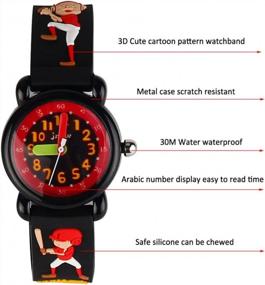 img 2 attached to Детские цифровые аналоговые часы ELEOPTION - водонепроницаемые милые мультяшные часы с силиконовым ремешком для мальчиков и девочек - идеальный подарок на день рождения для малышей