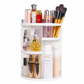 img 4 attached to 💄 Sanipoe 360 Makeup Organizer: Detachable Spinning Cosmetic Caddy for Countertop and Bathroom Storage, White