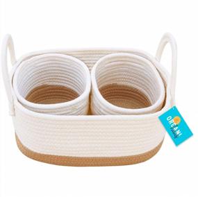 img 4 attached to Woven Storage Baskets For Shelves: Organize Toys, Clothes And More With OrganiHaus Selection Of 3 Honey-Colored Baskets - Perfect For Baby Changing