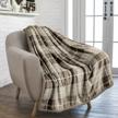 pavilia premium plaid sherpa fleece throw blanket super soft, cozy, plush, lightweight microfiber, reversible throw for couch, sofa, bed, all season (50 x 60 inches brown taupe) logo