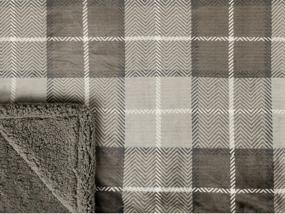 img 1 attached to PAVILIA Premium Plaid Sherpa Fleece Throw Blanket Super Soft, Cozy, Plush, Lightweight Microfiber, Reversible Throw For Couch, Sofa, Bed, All Season (50 X 60 Inches Brown Taupe)