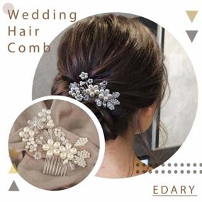 img 1 attached to Silver Bridal Flower Hair Comb: Pearl & Rhinestone Wedding Hair Accessories For Brides & Bridesmaids