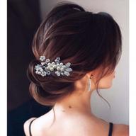 silver bridal flower hair comb: pearl & rhinestone wedding hair accessories for brides & bridesmaids logo