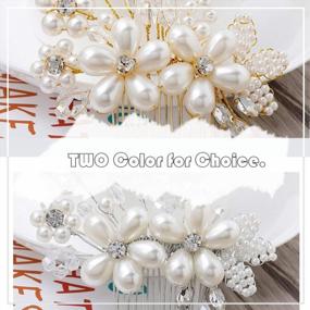 img 2 attached to Silver Bridal Flower Hair Comb: Pearl & Rhinestone Wedding Hair Accessories For Brides & Bridesmaids