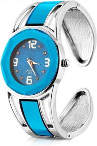 img 4 attached to Потрясающие браслеты-часы EleONEPTION для женщин: циферблат с ринестонами, стальная полоска и чехол для часов в шести разных цветах.