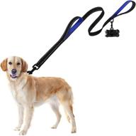 🐾 5ft heavy-duty nylon dog leash for medium to large dogs - 360° rotatable alloy metal buckle, two padded handles, double side reflective stripes - premium quality, lifetime guarantee (black/blue) logo