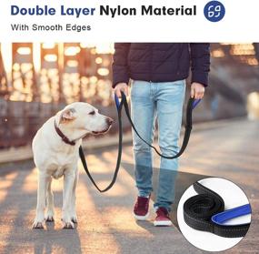 img 2 attached to 🐾 5ft Heavy-Duty Nylon Dog Leash for Medium to Large Dogs - 360° Rotatable Alloy Metal Buckle, Two Padded Handles, Double Side Reflective Stripes - Premium Quality, Lifetime Guarantee (Black/Blue)