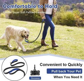 img 3 attached to 🐾 5ft Heavy-Duty Nylon Dog Leash for Medium to Large Dogs - 360° Rotatable Alloy Metal Buckle, Two Padded Handles, Double Side Reflective Stripes - Premium Quality, Lifetime Guarantee (Black/Blue)