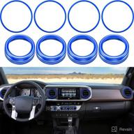 🔵 blue a/c vent outer ring & aluminum button cover trim set for tacoma 2016-2020 logo