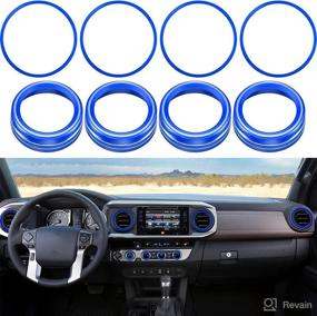 img 4 attached to 🔵 Blue A/C Vent Outer Ring & Aluminum Button Cover Trim Set for Tacoma 2016-2020