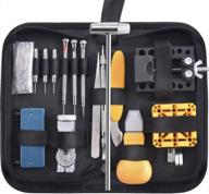 complete 168-piece watch repair kit with carrying case - includes professional watch opener, spring bar tool, band link pin remover/installer tool for watch band adjustments and maintenance logo
