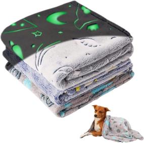 img 4 attached to Glow-in-the-Dark SWROOM Blankets: Cozy Flannel Throws for Dogs, Puppies, Cats, and Kittens - 1 Pack of 3!