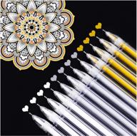 set of 12 dyvicl gel pens in white gold and silver ink with 0.5mm extra fine point for adult coloring, journaling, sketching, and illustration on black paper logo
