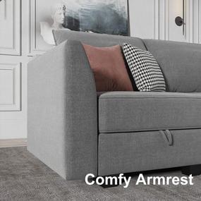 img 1 attached to Transform Your Living Space With A Chic Grey Modular Sectional Sofa And Ottoman Set From HONBAY