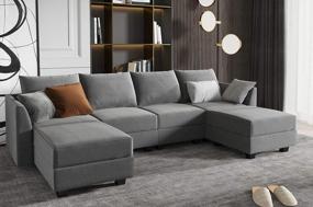img 3 attached to Transform Your Living Space With A Chic Grey Modular Sectional Sofa And Ottoman Set From HONBAY