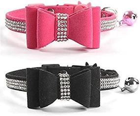 img 2 attached to 🐱 CHUKCHI 2 Pack Cat Collar with Bling Diamond, Breakaway Bow Tie and Bell, for Kitty and Some Puppies. Adjustable Size: 7.8-10.5 Inch