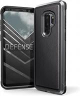 raptic lux samsung galaxy s9 plus black leather case - military grade drop tested with anodized aluminum, tpu, and polycarbonate materials for maximum protection логотип