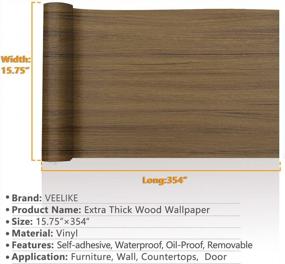 img 3 attached to VEELIKE Wood Wallpaper Peel And Stick Removable Waterproof Wood Grain Contact Paper Self Adhesive Faux Wood Wallpaper Vinyl Wrap For Cabinets Countertops Furniture Bookcase Shelves Drawer 15.7''X354''