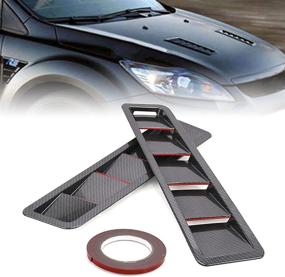 img 4 attached to 🔥 RULLINE 2Pcs Bonnet Hood Vent Trim Louver - High Performance Air Flow Intake Louvers for Improved Cooling - Universal Fitment ABS (Carbon+Red Trim)