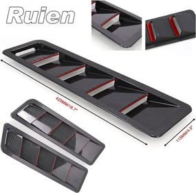 img 3 attached to 🔥 RULLINE 2Pcs Bonnet Hood Vent Trim Louver - High Performance Air Flow Intake Louvers for Improved Cooling - Universal Fitment ABS (Carbon+Red Trim)