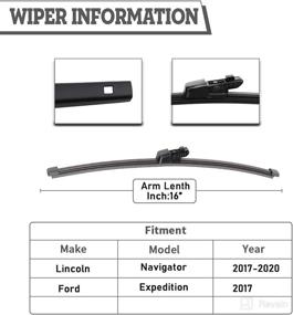 img 2 attached to 🧹 Rear Wiper Blade Kit Set (Pack of 2) Replacement for Lincoln Navigator 2017-2020 and Ford Expedition 2017, Rear Wiper Accessories Parts, Wiper Blade for Back Windshield Window