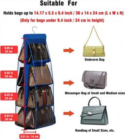 img 3 attached to Подвесной органайзер для сумок Lirex с 8 карманами — идеальное решение для хранения в шкафу синего цвета