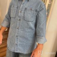 img 1 attached to Mens Denim Button Down Shirt - Long Sleeve Collared Casual Work Regular Fit Jean Top review by Javein Harvey