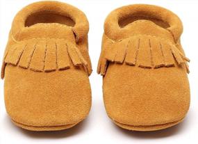 img 1 attached to Hard Soled Leather Baby Moccasins With Tassel Design For Boys And Girls - Hongteya Crib And Toddler Shoes