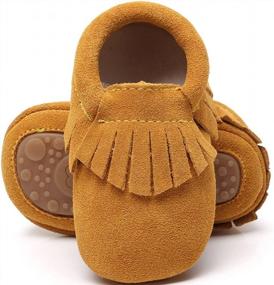 img 4 attached to Hard Soled Leather Baby Moccasins With Tassel Design For Boys And Girls - Hongteya Crib And Toddler Shoes