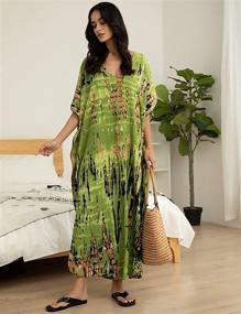 img 2 attached to 👗 Stylish Kaftan Dresses with Sleeves for Women's Swimwear & Cover Ups