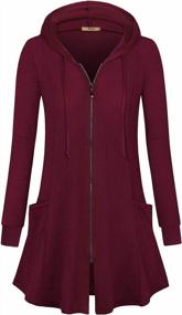 img 2 attached to Lightweight Long Hoodie Jacket For Women - Miusey Zip Up Tunic Sweatshirt With Open Front Cardigan Style