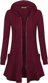 img 3 attached to Lightweight Long Hoodie Jacket For Women - Miusey Zip Up Tunic Sweatshirt With Open Front Cardigan Style