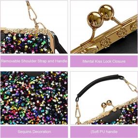 img 1 attached to Lanpet Women Vintage Handbag Sequin Crossbody Shoulder Bag Kiss Lock PU Leather Messenger Tote Bag