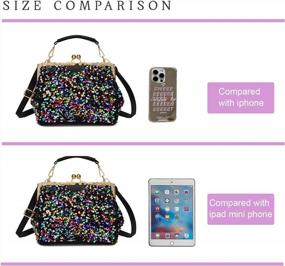 img 3 attached to Lanpet Women Vintage Handbag Sequin Crossbody Shoulder Bag Kiss Lock PU Leather Messenger Tote Bag