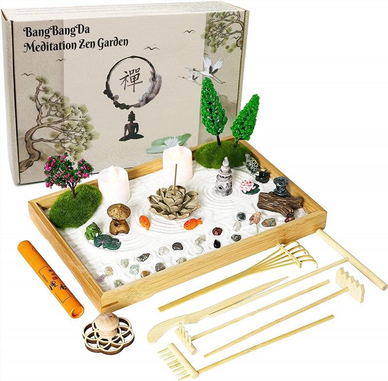 Buy Mini Zen Garden Sandbox - Beach Sand Zen Garden for Desk - Desk Sandbox  for Adults & Kids - Sand Tray Therapy Kit - Miniature Zen Sand Garden Gift  Set with