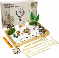 chakra crystal quartz mini zen garden kit - desktop meditation altar with sandbox, rake tools, and bonsai - zen decor and spiritual gift set for home or office logo