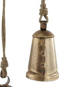 img 1 attached to Deco 79 Bronze Tibetan-Style Meditation Cow Bells With Jute Hanging Rope, Set Of 3 (12", 9", 6"H) For Indoor/Outdoor Decor