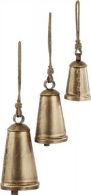 img 4 attached to Deco 79 Bronze Tibetan-Style Meditation Cow Bells With Jute Hanging Rope, Set Of 3 (12", 9", 6"H) For Indoor/Outdoor Decor