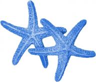 artificial blue starfish coral ornament for fish tank decor - 2 pack of quickun 3.5 inch silicone resin aquarium decorations logo
