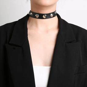 img 3 attached to Edgy And Stylish: HZMAN Spike Studded Collar Necklace For Men And Women