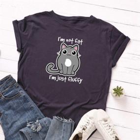 img 2 attached to Симпатичная и повседневная: женская футболка с рисунком кота INewbetter Fat-Blue-S