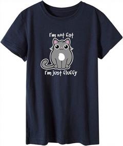img 1 attached to Симпатичная и повседневная: женская футболка с рисунком кота INewbetter Fat-Blue-S