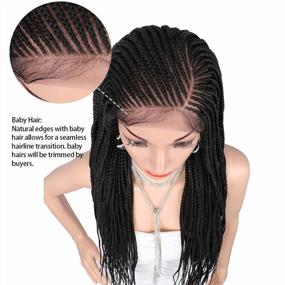 img 3 attached to Realistic Hand-Braided Synthetic Lace Front Wig With Baby Hair - Kalyss 31, Natural Side Parting And Lightweight, 13X6 Wide Lace, Ideal For Braiding Hair, Cornrow, Box Twist, And Lace Frontal